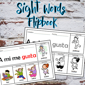 Preview of Sight words - 26 printable mini flipbooks Spanish/English