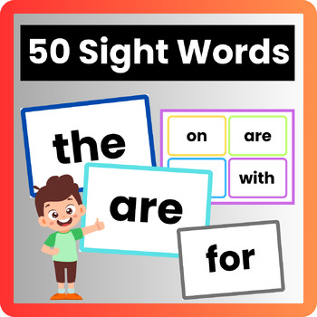 Preview of Sight words flashcards | 50 sight words flashcards | High frequency word cards