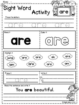 Sightword Activity Primer Edition by High kids | TpT