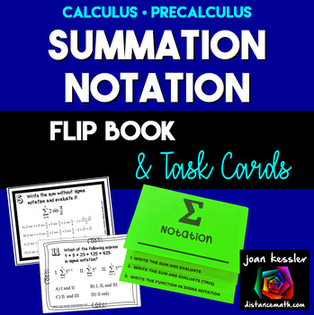Preview of Summation Notation Sigma Notation Task Cards plus Flip Book