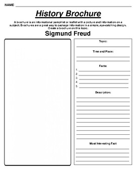 Preview of Sigmund Freud "Informational Brochure" Worksheet