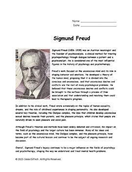 Preview of Sigmund Freud Worksheet