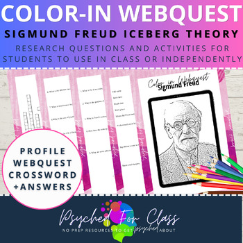Preview of Sigmund Freud’s Iceberg Theory Psychology Booklet Color-In Webquest