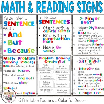 Preview of Math Problem Solving and Reading Writing Signs