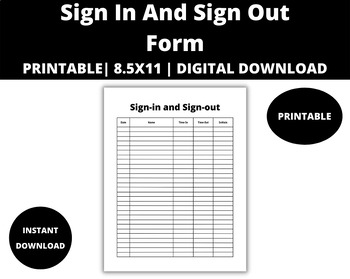 Preview of Sign In And Sign Out Sheet : Attendance Sheet, Attendance Log, Attendance Record