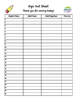 Sign In/Out Sheet - Generic, Multipurpose Use by Lots to do in grade two