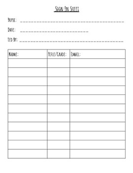 Sign-In Sheet by MCurran | TPT
