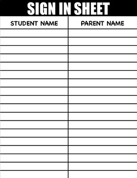 Preview of Sign In Sheet (Back to School Night/Open House)