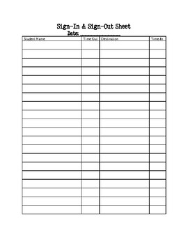 Sign-In & Sign Out Sheet Log for Leaving Classroom by MsNormanELA