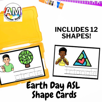 Preview of Sign Language (ASL) Earth Day Shape Vocab Cards - Tree prek shape practice