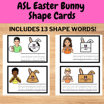 Preview of Sign Language (ASL) Easter Bunny Rabbit Shape Vocab Cards Easter shape practice