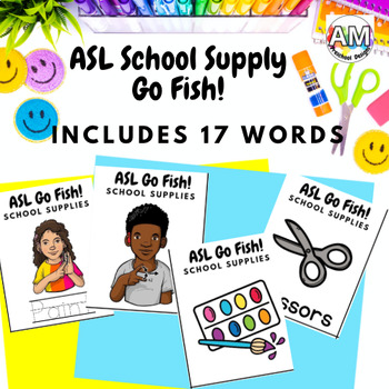 Preview of Sign Language (ASL) School Supplies Go Fish! Game - ASL Vocab Activity