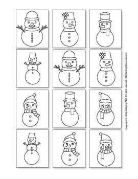 Sign Language ASL Snowman Match Up Cards Black and White, Game Sign ...