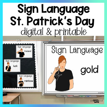 Preview of Sign Language ASL St. Patrick's Day Holiday Google Slides Digital Lessons Poster