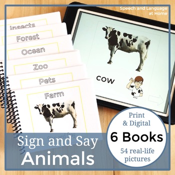Preview of Sign Language Activity | Animals | Speech Therapy Book | Print or No Print | ASL