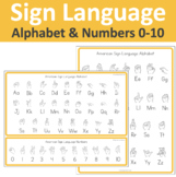 Sign Language Alphabet and Numbers 0-10 (ASL)