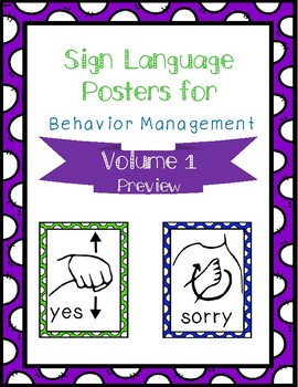 Preview of Sign Language Behavior Management Posters {a free preview}