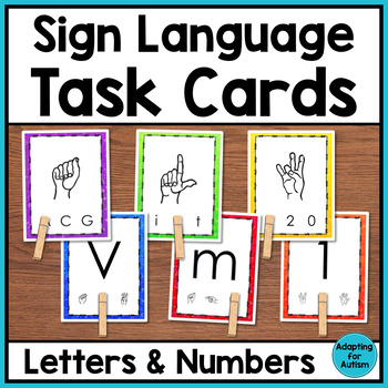 Preview of Sign Language Clothespin Task Cards: Letters and Numbers (6 sets)