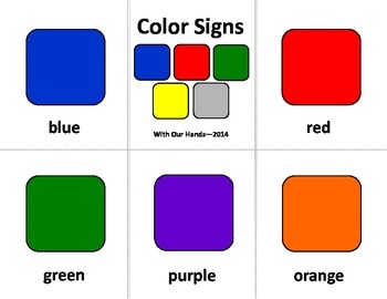 Color Sign Language (ASL) Cards by WithOurHands | TPT