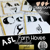 Sign Language Farmhouse Classroom Decor Alphabet GOLD