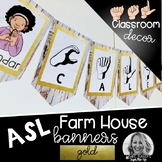 Sign Language Farmhouse Classroom Decor Banners GOLD