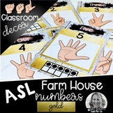 Sign Language Farmhouse Classroom Decor Numbers GOLD