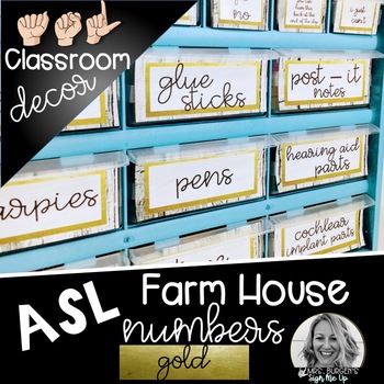 Preview of Sign Language Farmhouse Classroom Decor Toolbox GOLD