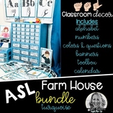 Sign Language Farmhouse Classroom Decor Turquoise BUNDLE