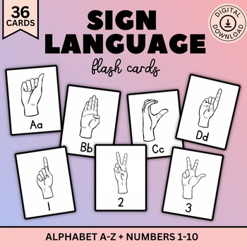Preview of Sign Language Flash Cards, ASL, American Sign Language Cards