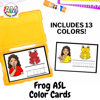 Preview of Sign Language Frog Colors Vocab Cards - ASL Color practice