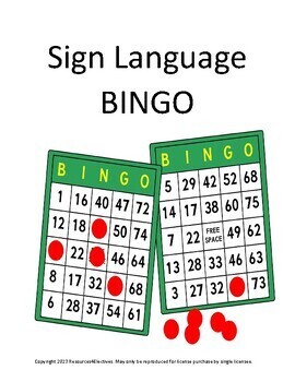 Preview of Sign Language Lesson Plans : Sign Language Lessons BINGO Game  (Sub Ok)