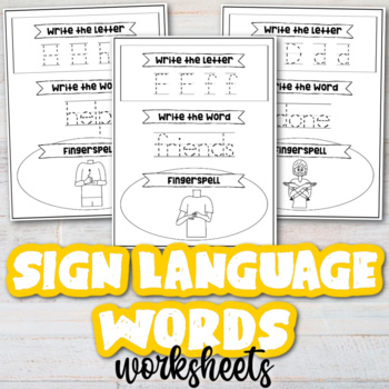 Preview of Sign Language NO PREP Worksheets Common Words