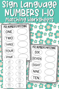Preview of Sign Language Number Practice Matching Game