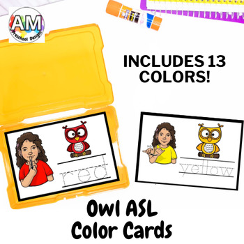 Preview of Sign Language Owl Colors Vocab Cards ASL Forest Animal Color practice