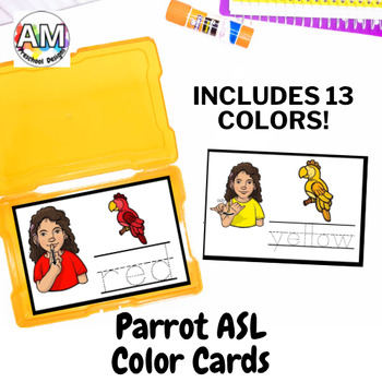 Preview of Sign Language Pirate Parrot Colors Vocab Cards ASL Under the Sea Color practice