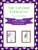 Sign Language Printable Handout Numbers 0 - 20