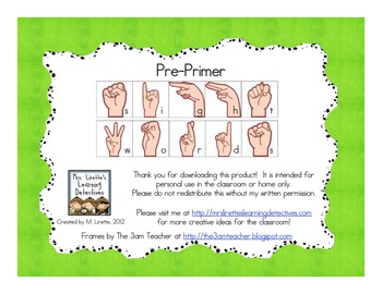 Preview of Sign Language Sight Words: Pre-Primer {FREE}
