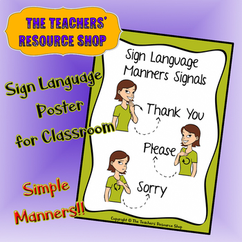 Preview of Sign Language Simple Manners Poster