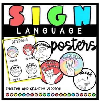 Preview of Sign Language Symbols English and Spanish