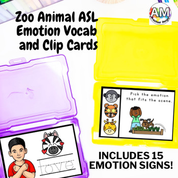 Preview of Sign Language Zoo Animal Emotions Vocab & Task cards - Speech Therapy Activity