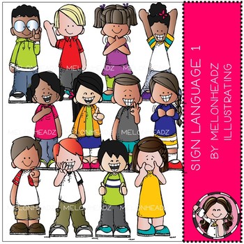 Preview of Sign Language clip art - COMBO PACK - Melonheadz Clipart