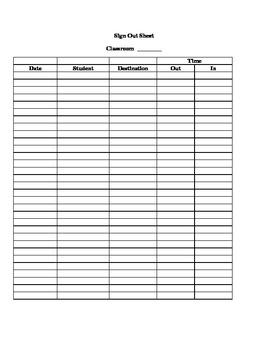 Sign Out Sheet by Sandra Lorea | TPT