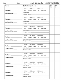 Sign Out Sheet by Ashley Fotopoulos | Teachers Pay Teachers