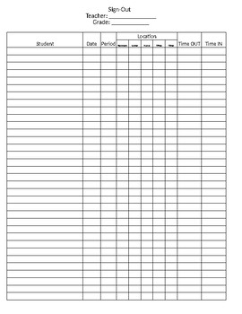 Sign Out Sheet by Rhonda Cothron | TPT