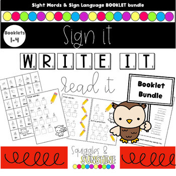 Preview of Sign, Read & Write Sight words with American Sign Language Booklet Bundle