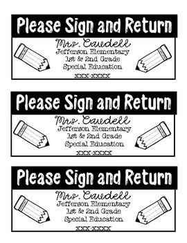Preview of Sign and Return - Editable Note
