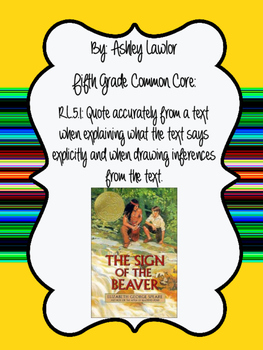 Preview of Sign of the Beaver Inferencing- Chapters 3 & 4