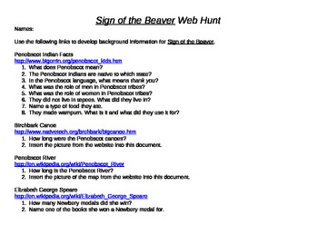 Preview of Sign of the Beaver Web Hunt