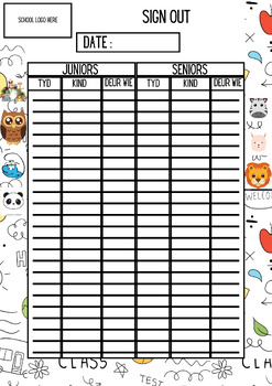 Preview of Sign-out sheet for Pre-K