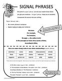 Signal Phrases:  Printable Reference for Citing Evidence